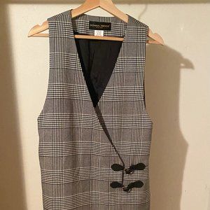 Donna Ricco Vintage Plaid Sleeveless Dress Size M USA V-Necks 80s F5